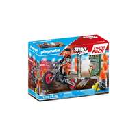 Playmobil Playmobil - Stuntshow - Starter Pack - Kaszkadőr motorral és tüzes karikával kezdő játékszett (71256)