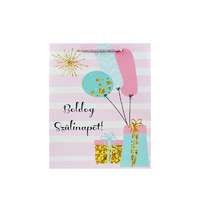 CQ-73 Ajándéktasak Boldog Szülinapot csíkos rózsaszín 26 cm X 32 cm X 12 cm