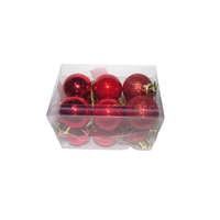 Dekor Trade Karácsonyfadísz kis gömb piros 3 cm, 12 db/csomag