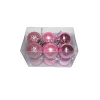 Dekor Trade Karácsonyfadísz kis gömb rózsaszín 3 cm, 12 db/csomag