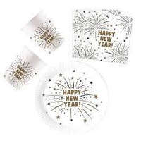 Amscan Happy New Year Flares party szett 36 db-os 23 cm-es tányérral
