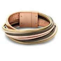 Victoria Victoria karkötő rose gold színű, színes bőr, rozsdamentes acél, 7 cm