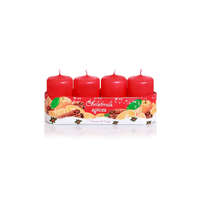Bartek Candles Gyertya adventi piros narancs-fahéj illatú 4 db, 4 cm x 7 cm