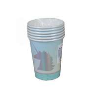 NTT Impex Papír pohár unikornis mintás zöld-rózsaszín 2,5 dl, 6 db/csomag