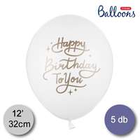 Mezőfi Team Kft. Fehér lufi Happy birthday to you felirattal 32 cm, 5 db/csomag
