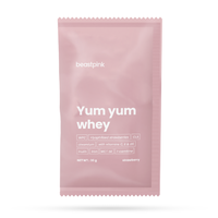 GymBeam BeastPink Yum Yum Whey minta 30 g strawberry splash