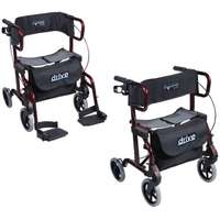 DIAMOND DELUX rollátor és kerekesszék 135 kg-ig bordó