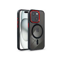 Haffner Apple iPhone 15 szilikon hátlap - Edge Mag Cover - fekete/piros/átlátszó