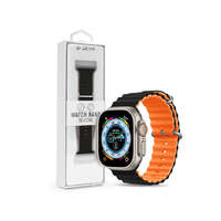 Devia Apple Watch szilikon sport szíj - Deluxe Series Sport6 Silicone Two-tone Watch Band - 38/40/41 mm - fekete/narancs