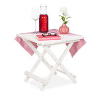 Relax Összecsukható asztal négyzet alakú fa kisasztal fehér színben kül- és beltéri használatra egyaránt