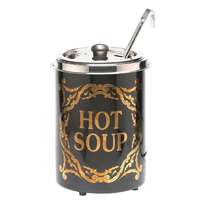 Event Leveses chafing vintage stílusú 5 literes "Hot Soup" felirattal rozsdamentes leves melegentartó, zománcozott leveses fazék