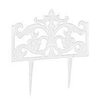 Relax Kerti dekor kerítés 37x36x2 cm öntöttvas díszes kerítéspanel fehér virágyágyás szegély leszúrható ágyásszegély