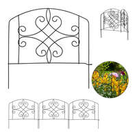 Relax Kerti dekor kerítés 46x46,5 cm horganyzott acél antik hatású kerítéspanel fekete virágyágyás szegély leszúrható ágyásszegély