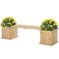 Osoam Kerti pad virágtartó ládával 176x38x40 cm natúr fa kerti bútor, kültéri ülőbútor