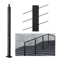 VEVOR Korlátoszlop fekete 106,68x2,54x5,08 cm 30°-os szögben fúrt lyukakkal 1 db lépcsőkorlát