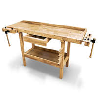 Tech Fa munkaasztal műhelyasztal otthoni barkács asztal fából 137x50x86 cm