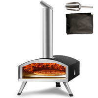Royal Catering Hordozható pizza sütő kültéri rozsdamentes acél pizza kemence max. 540 ℃ lapáttal, pizzakővel, hordozótáskával