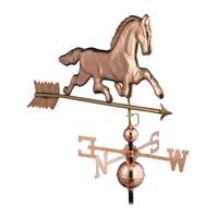 Wetterhahn Szélkakas réz dekoratív galoppozó ló formájú szélirányjelző 119x99x46 cm állítható lábbal