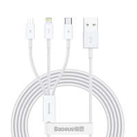 Baseus Baseus Superior Series 3 az 1-ben USB-kábel, USB-mikro-USB / USB-C / Lightning, 3,5 A, 1,2 m fehér