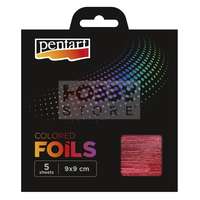 Pentacolor Kft Pentart - Színes fólia lap 9x9 cm 5 lap/csomag piros 40115
