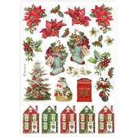 Stamperia Stamperia A4 rizspapír csom. - Classic Christmas socks and hourses - DFSA4918