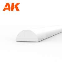 AK Interactive AK-Interactive - Half cane 3.00 x 350mm – STYRENE HALF CANE – (3 units) Félkör alakú sztirol profil AK6553