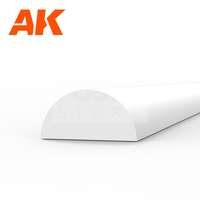 AK Interactive AK-Interactive - Half cane 4.00 x 350mm – STYRENE HALF CANE – (3 units) Félkör alakú sztirol profil AK6554