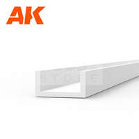 AK Interactive AK-Interactive - U Channel 3.0 width x 350mm – STYRENE U CHANNEL – (4 units) U alakú sztirol profil AK6555