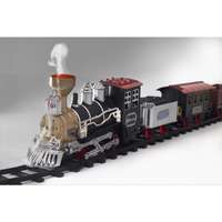 HOME TRN 01 elemes kisvasút, 1 mozdony és 3 vagon, vízgőzt képez, piros LED világítás, hanghatás, 47 cm