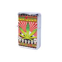 Angelo Benzines öngyújtó króm színű, marihuána levél- 245420-12