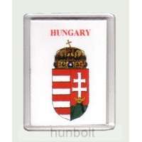 Hunbolt Magyar címer Hungary felirattal fehér alapon hűtőmágnes (műanyag keretes mágnes)