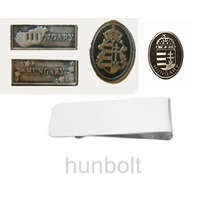 Hunbolt Rozsdamentes pénzcsipesz 6x2,5cm ón Hungary címer matricával