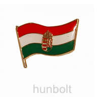 Hunbolt Arany színű magyar zászló címerrel 20 mm jelvény