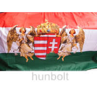Hunbolt Nemzeti színű új címeres barna angyalos zászló 90x150 cm. A Horthy időszak hivatalos zászlója 1919-1938-ig.