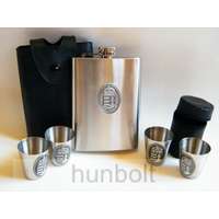 Hunbolt Műbőr tokos flaska (240 ml) és kupica (0,2 dl/db) készlet ón Nagy-magyarország matricával