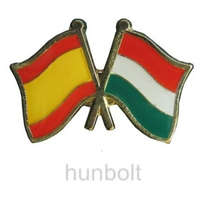Hunbolt Kitűző, páros zászló Spanyol-Magyar jelvény 26x15 mm