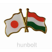 Hunbolt Kitűző, páros zászló Japán -Magyar jelvény 40x25 mm
