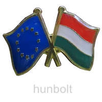 Hunbolt Kitűző, páros zászló EU-Magyar jelvény 26x15 mm