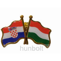 Hunbolt Kitűző, páros zászló Horvát-Magyar jelvény 40x25 mm