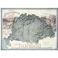 Hunbolt Magyarország hegyrajzi és vízrajzi térképe (Pokorny Tódor 1898) dombor műanyag 23x17,4 cm reprint