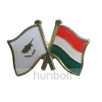 Hunbolt Kitűző, páros zászló Ciprus -Magyar jelvény 26x15 mm