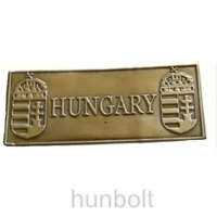 Hunbolt Téglalap Hungary címer ón matrica, 8 x 3,2 cm