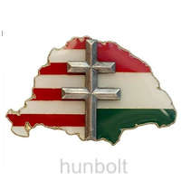 Hunbolt Nagy-Magyarországos osztott, ezüst kettős kereszttel jelvény (39x24 mm)