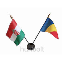 Hunbolt Nemzeti címeres és Románia zászlók asztali tartóval