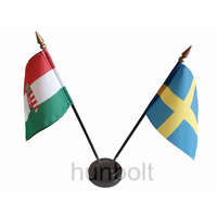 Hunbolt Nemzeti címeres és Svédország zászlók asztali tartóval