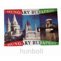 Hunbolt Budapest hűtőmágnes -Halászbástya, Országház, Lánchíd 8x 5,5cm - vinyl