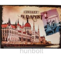  Budapest látványosságai hűtőmágnes 9x6,5 cm - Retró kép az Országházról- Lánchídról