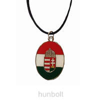 Hunbolt Ovális címeres (piros-fehér-zöld) nyaklánc bőrszíjjal
