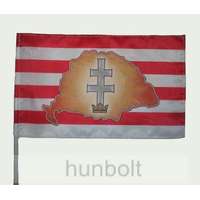 Hunbolt Árpád sávos Nagy- Magyarországos kettőskeresztes zászló 15x25 cm, 40 cm-es műanyag rúddal