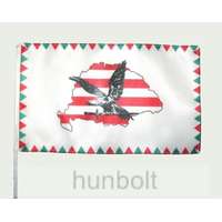 Hunbolt Farkasfogas árpádsávos Nagy- Magyarországos turulos zászló 15x25cm, 40cm-es műanyag rúddal